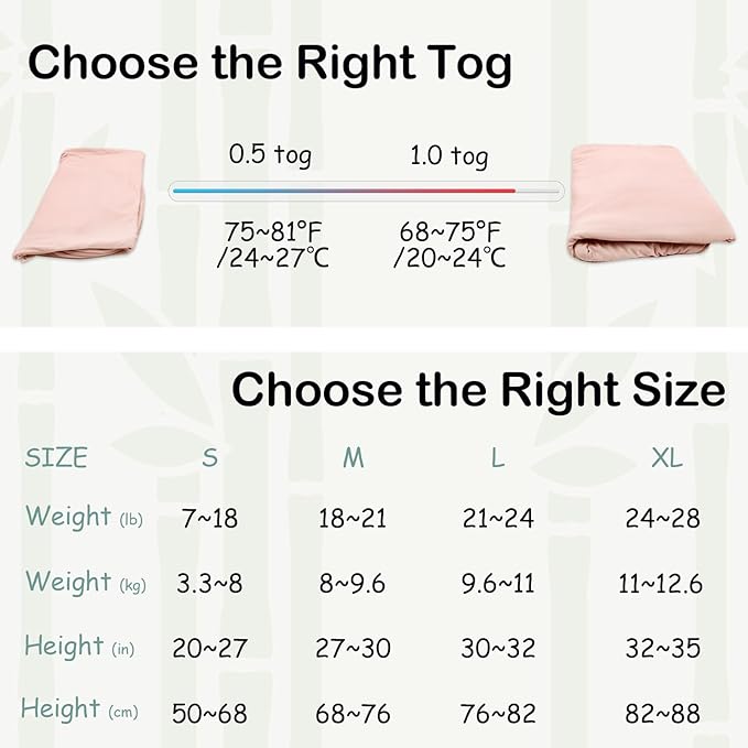 Supersoft Rayon Made from Bamboo Sleep Sack 18-24 Months 0.5 Tog Lightweight Toddler Sleep Sack 2t Baby Wearable Blanket with 2-Way Zipper Summer Unisex Sleeping Bag for Babies - Pink