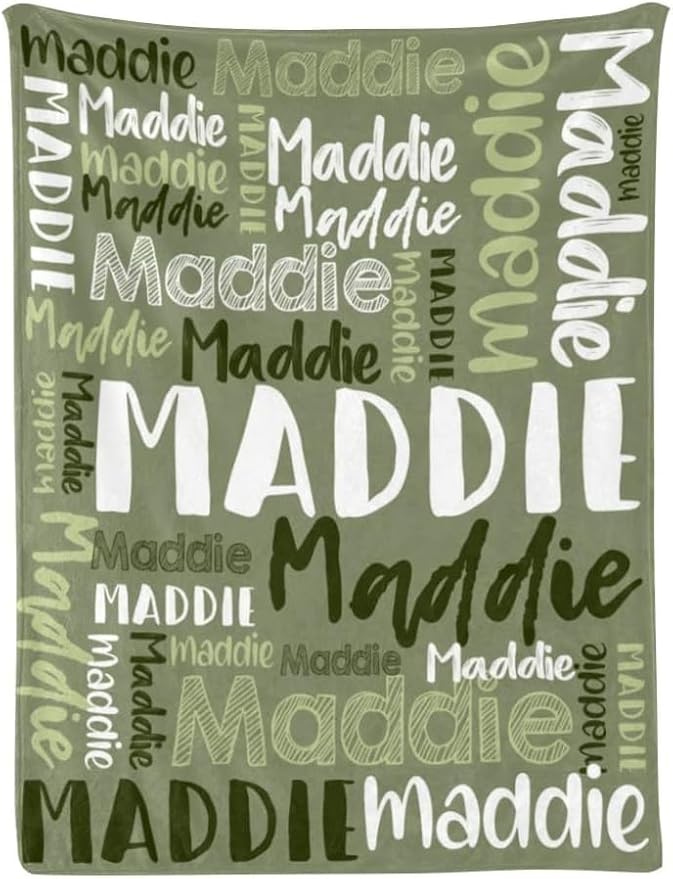 Dr.TOUGH Personalized Blankets with Name Customized Baby Blankets for Girls Boys Adults Monogrammed Blankets and Throws Christmas Birthday Mothers Fathers Valentines Day Gift (Mossy, 40''×50'')