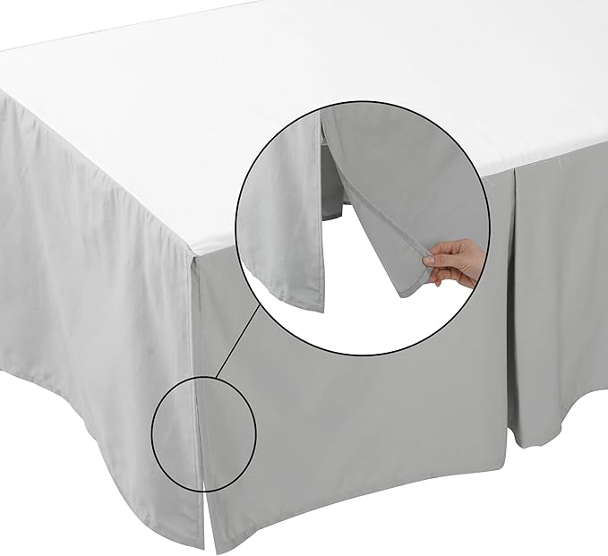 Crib Skirt Dust Ruffle, 100% Egyptian Cotton 400 Thread Count Soft Breathable Crib Bedding Skirt for Baby, Boys and Girls, 52"X28" with 14" Crib Bed Skirt Fading Resistant (Grey Solid)