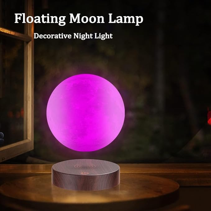 VGAzer Levitating Moon Lamp.Floating and Spinning in Air Freely with Luxury Wooden Base and 3D Printing LED Moon Light Colors,for Unique Gifts,Room Decor,Night Light,Office Desk Tech Toys -6 Inch