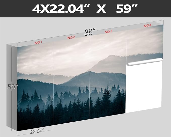 XMPMBM-Misty Forest Fabric Wallpaper Pine Forest Living Room Bedroom Bathroom Wall Mural-W 88" X H 59"（36 Square Foot）
