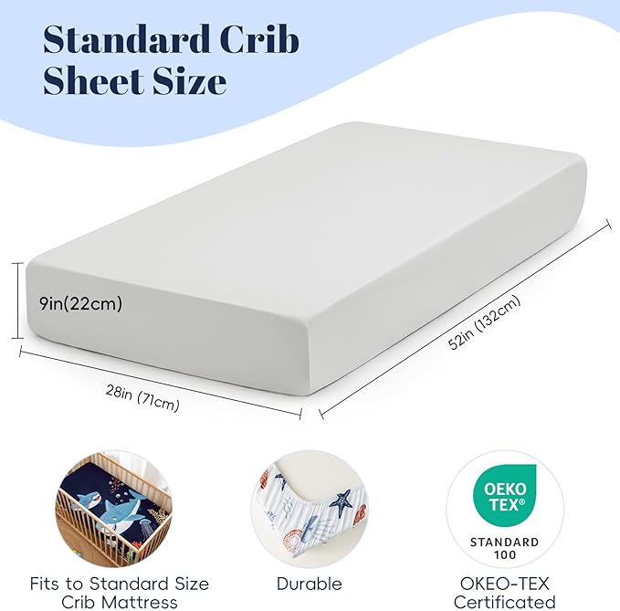PHF 4 Pack Soft Shark Crib Sheets Fitted, Comfy Breathable Baby Sheets for Boys Girls, 28x52 Inches Fits Standard Crib and Toddler Mattresses, Shark