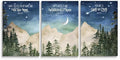 Nursery Scripture Wall Art, Set of 3 Nursery Bible Verse Wall Decor, Star Night Mountain Forest Wall Art, Nature Woodland Decor Canvas Prints, Inspirational Christian Kids Art, Framed 12"x16"
