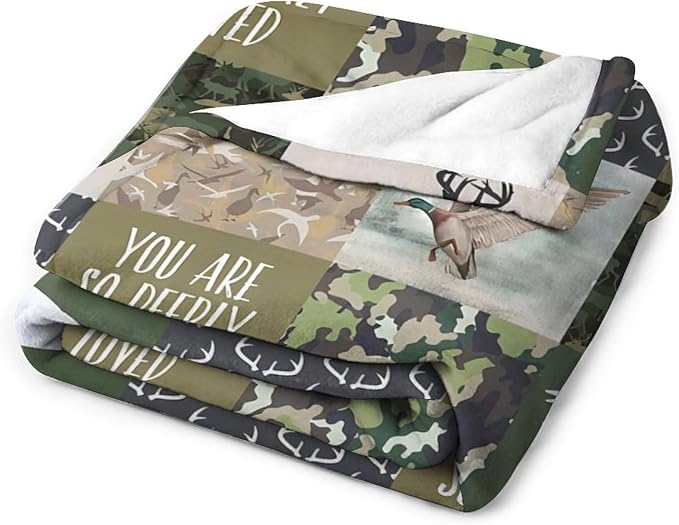 Hunting Blanket for Women Men Adults - Deer Duck Throw Blanket - Gifts for Hunting Lovers - Soft Warm Cozy Fleece Blanket for Couch Sofa Bed 50"x60"