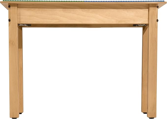 Contender Time-2-Play 35" Square Blue and Green Birch Plywood Montessori School Activity Compatible with Duplo Table with Trough for Kids with 18" Long Wood Legs