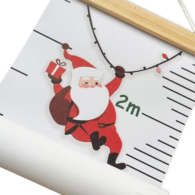 Kids Height Growth Chart for Toddlers & Babies - Removable Canvas Wall Ruler, Baby Height Measurement Tool, Nursery/Playroom Decor Hanging Art (Christmas, 78" L x 8" W, Framed)
