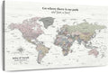 ElephantStock - Personalized Leave A Trail Iii Push Pin World Map Wall Art - Horizontal Canvas Wall Art - Living Room Wall Decor - Digital Art Map Canvas Art - White And Gray Decor - 45" x 30"