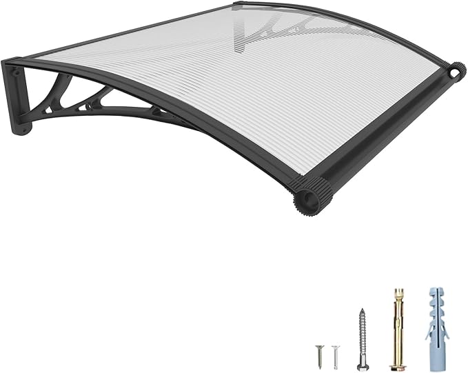 32''*48'' Window and Door Exterior, UV/Rain/Snow/Sunlight Protection Sheet,UPF 50+ Polycarbonate Overhang Canopy,House Overdoor Awnings for Door Entrance Outside/Patio/Porch/Deck