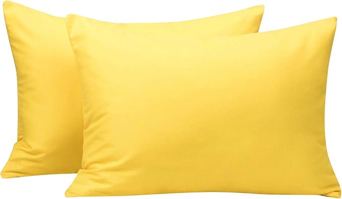 NTBAY Zippered Toddler Pillowcases Set of 2, 100% Brushed Microfiber 13x18 Pillowcases, Super Soft and Cozy Travel Kids Nursery Pillow Cases, 13x18 Inches, Yellow