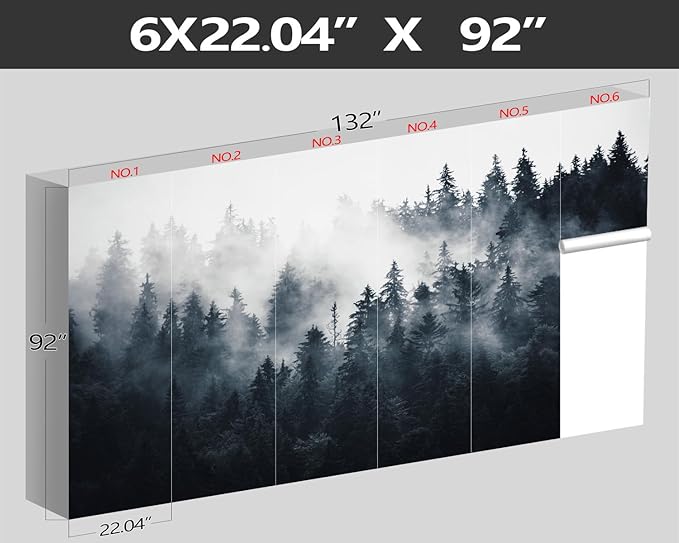 XMPMBM-Misty Forest Fabric Wallpaper Pine Forest Living Room Bedroom Bathroom Wall Mural-W 132" X H 92"（93 Square Foot）