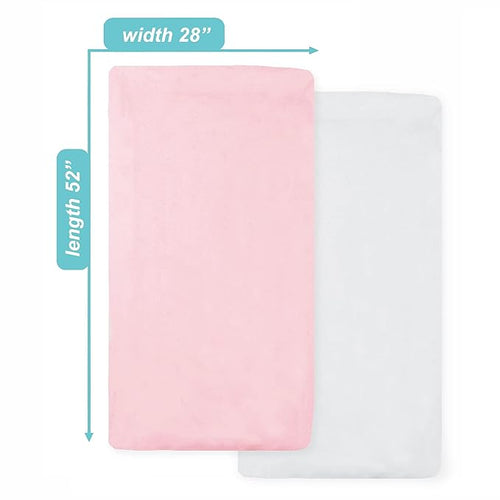 American Baby Company 2 Pack Fitted Crib Sheets 28" x 52", 100% Polyester Ultra Soft Microfiber, White/Pink, for Boys and Girls, Fits Crib and Toddler Bed Mattresses