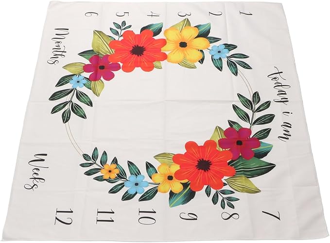 Baby Monthly Milestone Blanket Novelty Decorative Wreath Pattern Newborn Photography Background Blanket