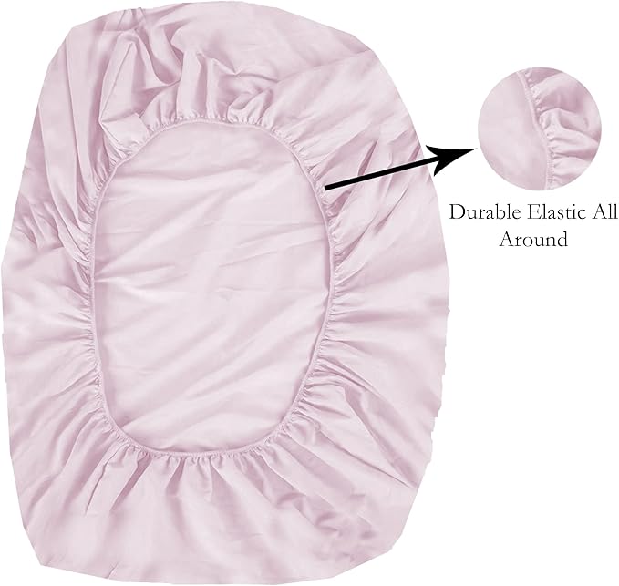 PLAIN PRINTED LINEN 3-Piece Toddler Sheet Set, 100% Cotton Fitted Sheet, Flat Sheet and Envelope Pillowcase, Toddler Bed Set, Mini Crib Sheets (Pink Solid)