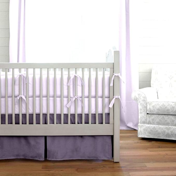 Cottington Lane Crib Bed Skirt Pleated Crib Skirt Dust Ruffle, 100% Natural Cotton, Nursery Crib Toddler Bedding Skirts for Baby Boys or Girls, 14" Soft Crib Dust Ruffle Drop Crib Skirt-Dark Grey