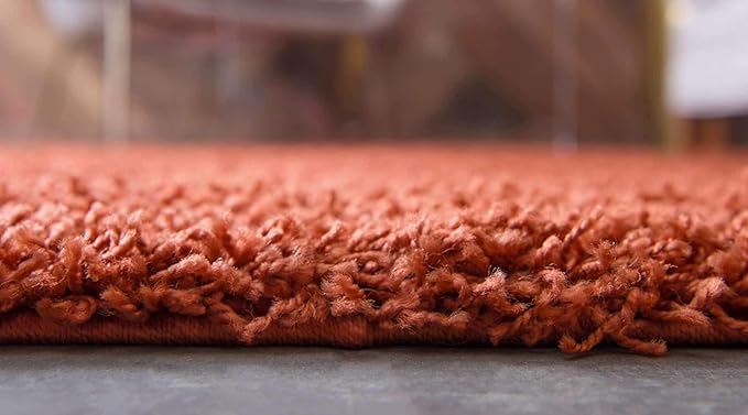 Unique Loom Solid Shag Collection Area Rug (2' 7" x 10' Runner, Terracotta)