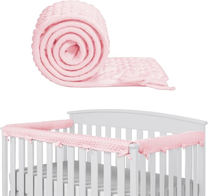 IULONEE 3pcs Baby Rail Cover Soft Side and Front Protector Wrap Bed Guardrail Protection for Teething 128x18cm/68x18cm Guard Rail Covers (Pink)