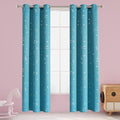 LORDTEX Dinosaur and Star Foil Print Blackout Curtains for Kids Room - Thermal Insulated Curtains Noise Reducing Window Drapes for Boys and Girls Bedroom, 42 x 84 Inch, Teal, Set of 2 Panels