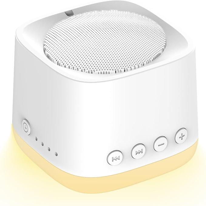 Portable Mini White Noise Sound Machine with Amber Breathing Night Light, 16 Soothing Sounds, 30-Hour Rechargeable Battery, Timer & Memory for Baby & Adult Sleep, Travel, Office Privacy