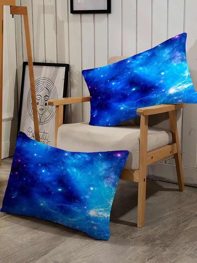 kxry Blue Galaxy Space Comforter Set King Size Outer Space Starry Sky Universe Bedding Sets for Girls Teens Kids Soft Microfiber Lightweight Comforter Set with 1 Comforter + 2 Pillow Cases