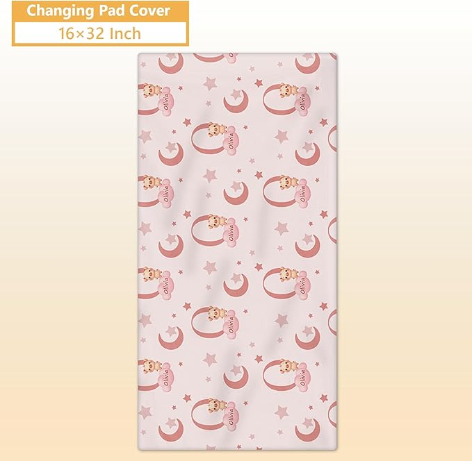 Custom Baby Bedding Set, 5 Pcs Personalized Baby Crib Sets with Name, Toddler Bedding Set for Baby Girls Boys, Pink Pig Double Layer Nursery Bedding Set, Customized Gift for Infant New Parents