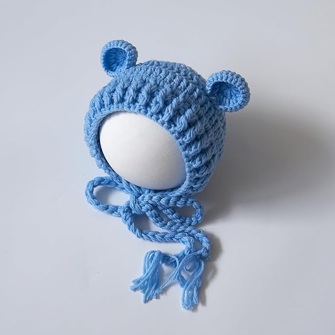 Zeroest Newborn Baby Boy Girl Photography Props Bear Hat Outfits Crochet Kint Handmade Cap Set for Newborn Photo Shoot