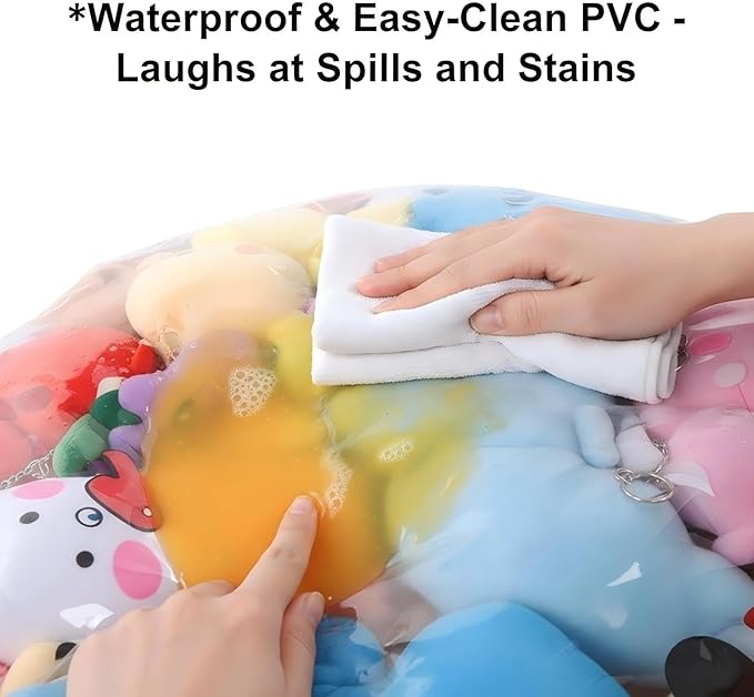 Clear Stuffed Animal Storage Bean Bag Chair Cover - Extra Large 150L, Waterproof & Easy-Clean Toy Organizer with Plastic Window,forNursery, Bedroom, Playroom (Cover Only, No Filler) (A2pcs)
