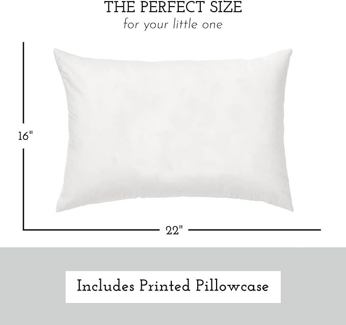 Little Sleepy Head Youth Pillow with Pillowcase 16x22, Soft Jumbo Toddler Pillow & Hypoallergenic Pillowcase - Best Kids Pillows for Sleeping, Perfect Kids Travel Pillow (Gray)