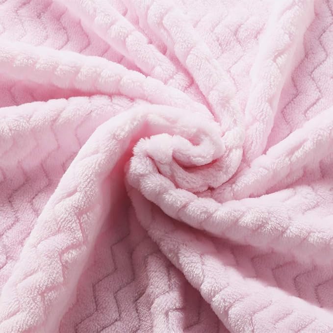 CREVENT 2Pcs 30''X40'' Cute Cozy Fluffy Warm Baby Blankets for Infants Toddlers' Bedding Crib Cot Stroller - Giraffe + Pink