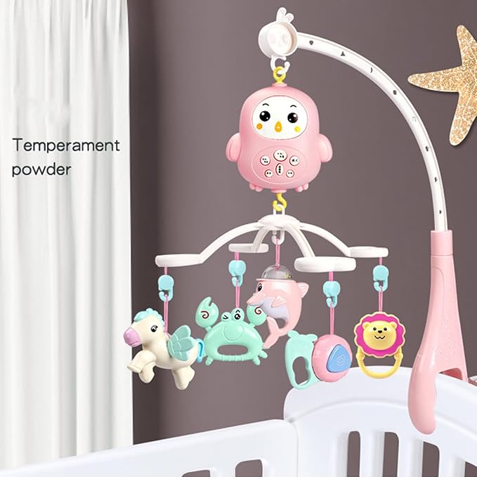 Remote Control Crib Toys Hanging, Timing Modecrib Toys with Night Lights and Music Rotating Rattles Mobile Crib Mobile for Boys Newborn Sleep