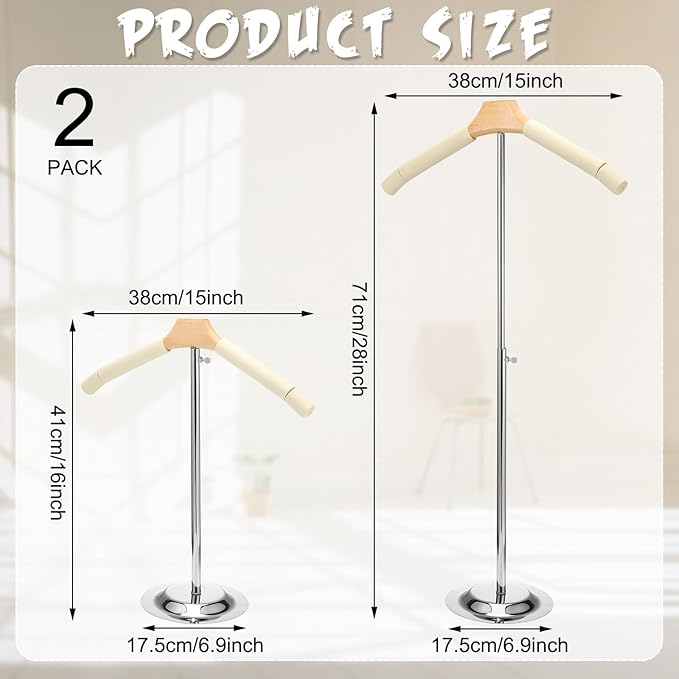 Soaoo Flexible Shoulder Stand Adjustable T Shirt Display Beige Coat Hanger Stand Portable Hanging Clothing Display Rack Garment Coat Holder for Retail Vendor, Height 16-27.9 Inch(2 Pcs)