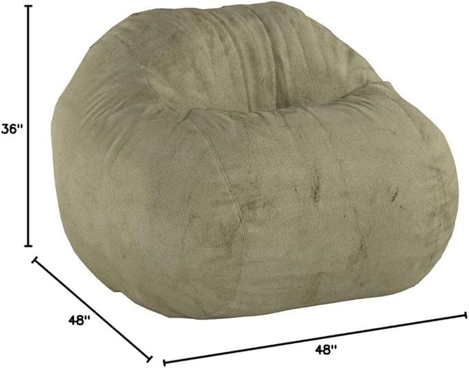 CordaRoy's Chenille Bean Bag-Convertible Bean Bag Chair-Machine-Washable Chenille Fabric Cover-for Basement,Living Room,Game Room,Dorm & More - Queen Size - Moss | Made in The USA