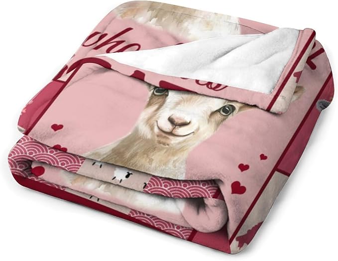 Goat Blanket Just A Girl Who Loves Goats Cute Pink Sheep Lamb Animal Print Throw Blankets for Sofa Stuff Decor Soft Cozy Fleece Plush Flannel for Baby Girls Women Adults Lover 40"x50"