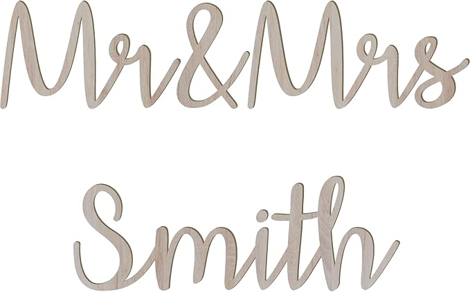 2.5 Inch Tall Custom Word Scroll Script Cursive Font Affection, Choose Wood Material for Names, Unfinished Initials Craft, Kid's Room Sign, Wall Plaque (2.5")