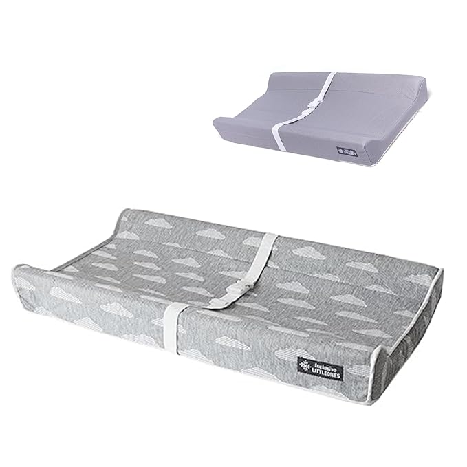 Baby Diaper Changing Pad Soft, Waterproof Changing Pad, Non-Slip Bottom, Safety Straps & Ergonomic Contoured Design - Wipeable Changing Pad Cover Standard Size (31.5"x16") Changing Tables & Dressers