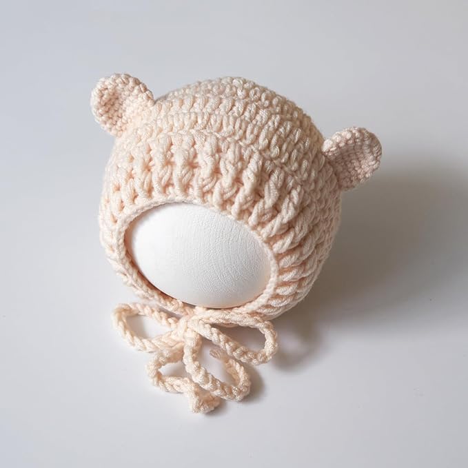 Zeroest Newborn Photography Outfits Boy Girl Bear Props Baby Photoshoot Crochet Bonnet Stuffed Animals for Newborn Photo