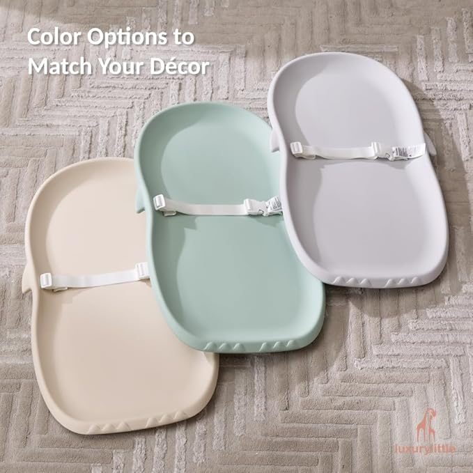 Luxury Little Portable EVA Baby Changing Pad Waterproof Changing Pad for Diaper Changes,Dressing,Baby Massage & Moisturizer Application,Soft & Non-Slip,Adjustable Safety Belt,Penguin Design,Beige