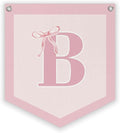 Lacama Initial Personalized Preppy Banner, Baby Shower Decor Girl Nursery Decor, Coquette Pink Bow Teen Girl Gifts, Vintage Room Toddler Room Bedroom Playroom Front Door Birthday Gift(B)