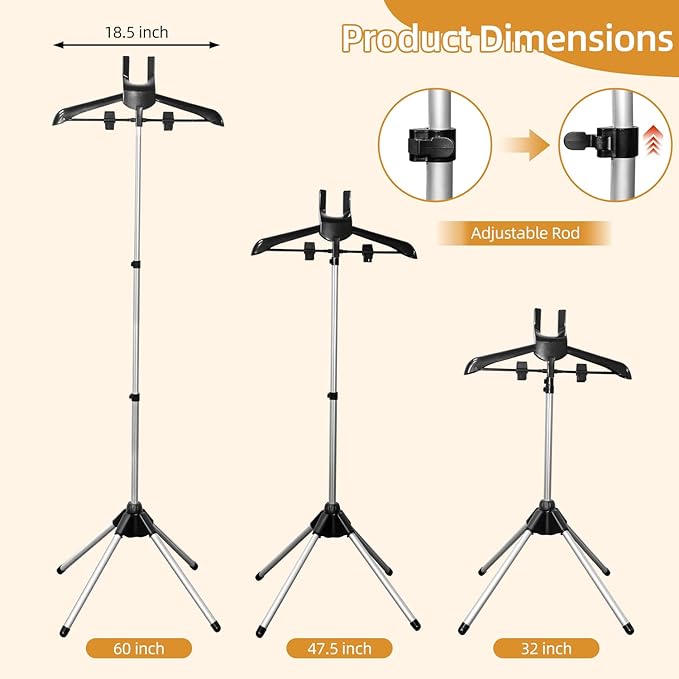 Adjustable Shirt Display Stand 32-63 Inch, Foldable Clothing Display Stand Mannequin Torso for Retail Vendors, Multi-Use Steamer Rack Stand for Clothes Garment (2)