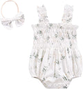 Newborn Baby Girl Bodysuit Sleeveless Halter Frill Romper One-piece Jumpsuit with Headband Summer Clothes Set