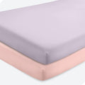 Bare Home 2-Pack Fitted Crib Sheets - Premium 1800 Ultra-Soft Microfiber - Breathable - Baby Sheet - for Boys & Girls - Fits Standard Crib and Toddler Mattresses (Pink Slipper/Lilac)