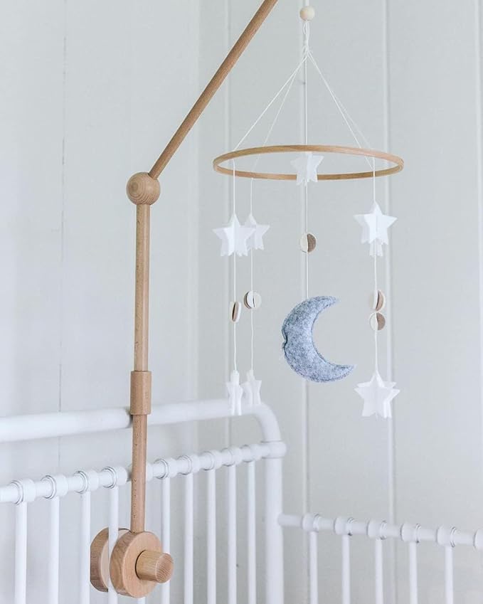 Baby Crib Mobile Arm Wooden Holder - Baby Mobile Hanger for Crib (31 inch, 100% Natural Beech Wood) Strong Anti Slip - Nursery Decor & Gift Accessories (Original)