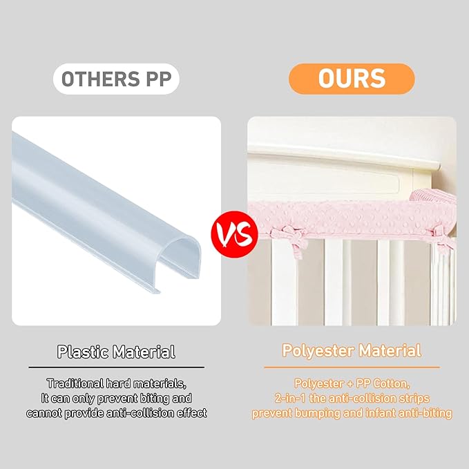 IULONEE 3pcs Baby Rail Cover Soft Side and Front Protector Wrap Bed Guardrail Protection for Teething 128x18cm/68x18cm Guard Rail Covers (Pink)
