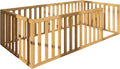 Montessori Floor Bed for Kids 60'' x 80'' Queen | Toodlers Floor Bed with Safety Guardrails | Pine Wood Baby Bed | Sturdy Wood Frame Bed for Girls and Boys (Queen, Height : 19 Inches)