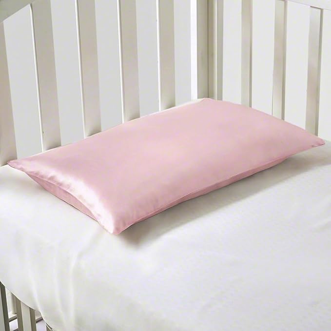 ROSEWARD Organic Mulberry Silk Baby Pillowcase with Zipper, 10"x13" Toddler Pillow Cover – Hypoallergenic, Soft for Kids Hair & Skin, for Boys & Girls, Great for Travel & Crib (Pink)