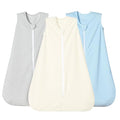 david's kids 3 Pack Warm Micro Fleece Baby Sleep Sack 18-24 Months, Soft Baby Wearable Blankets with 2-Way Zipper, Comfy Winter Sleeping Bags for Toddler Boys, X-Large Size, Snow White & Grey & Blue
