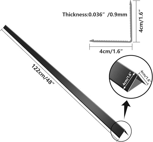 12PCS Aluminum Alloy Metal Corner Guards Black Wall Corner Protector 1.6" x 1.6" x 48" Wall Corner Protectors with 90° Angle, Corner Guards 19Ga / 0.9mm Thickness (4x4x120CM)