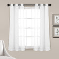 Lush Decor Farmhouse Textured Grommet Sheer Window Curtain Panel Pair, 38"W x 63"L, Bleach White