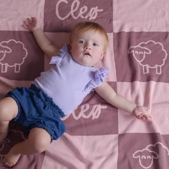 Personalized Signature Icon Blanket – 100% Organic Cotton Customized Baby Blanket, Custom Name, Crib 36x60, Gift for Baby Shower, Birthday Present, Girls and Boys, Toddlers Kids - Made in America