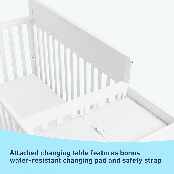 Graco Shiloh 5-in-1 Convertible Crib & Changer with Drawer (White) – GREENGUARD Gold Certified Baby Crib Crafted from Wood, Converts to Toddler Bed, Daybed, and Full-Size Bed