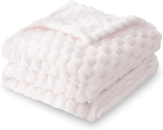HOMRITAR Flannel Fleece Fluffy Fuzzy Blanket for Baby 3D Jacquard Soft Warm Plush Bed Blankets for Home Decor, Toddler Infant or Newborn Receiving Blanket (30 x 40 Inch, Cream)